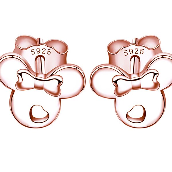 Minnie Maus Ohrringe für Frauen, süße Sterling Silber Ohrringe, Mädchen Ohrringe, kleine winzige Mickey Mouse Ohrstecker Geschenk für Mädchen Kind