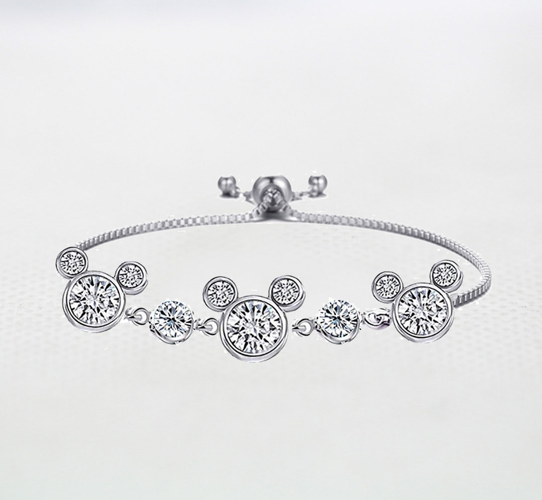 Mickey Mouse Bracelets for Women, Crystal Bracelets, Sterling Silver ...