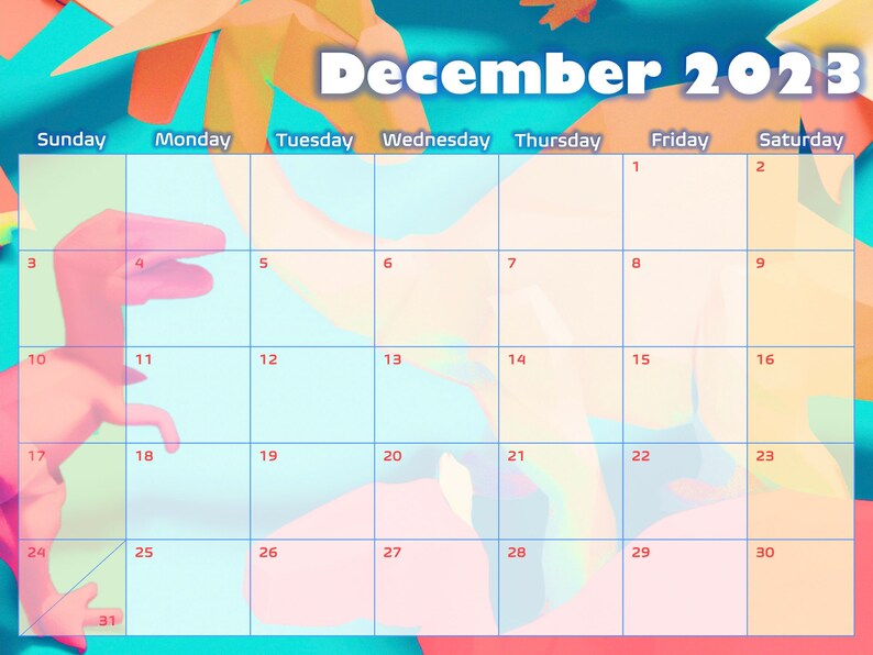Dinosaurs School Year Calendar 20232024 PDF DOWNLOAD Etsy Singapore