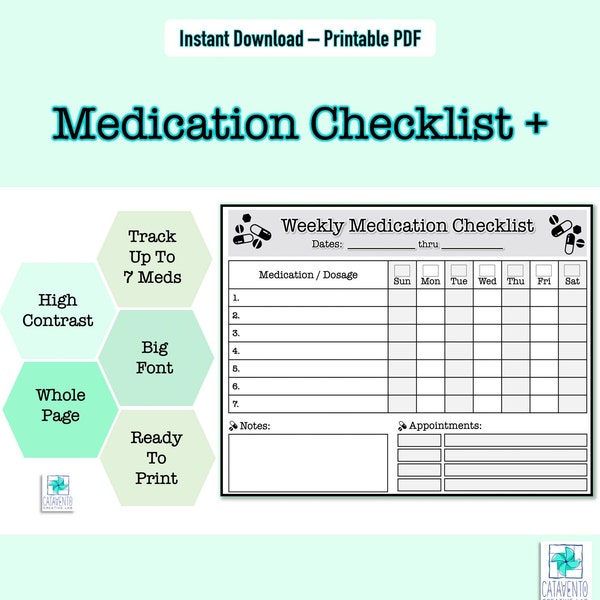 Medication Checklist Etsy