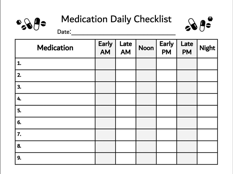 DAILY Medication Tracker Sheet Home Med Chart DOWNLOAD Medication Chart ...