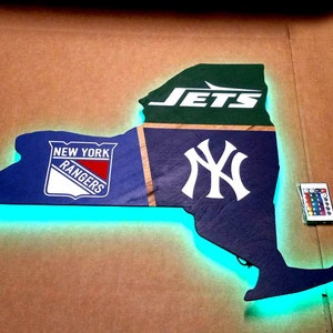New York or ANY STATE Wood LED Sign Footbal Baseball Fan Gift 