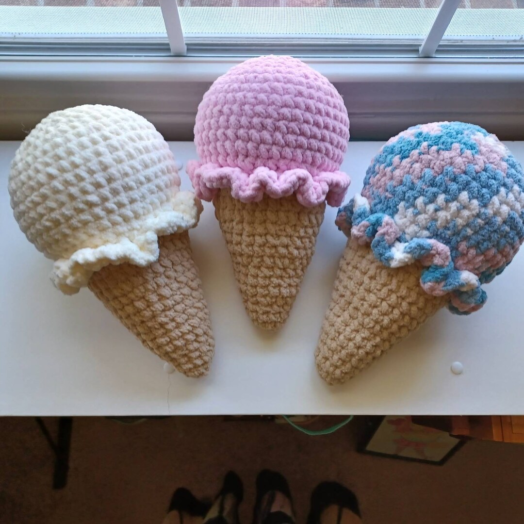 Soft Cute Plush Crochet Icecream Cone Amigurumi Plushie Toy Etsy