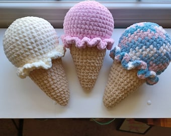 Soft Cute Plush Crochet Ice-Cream Cone Amigurumi Plushie Toy