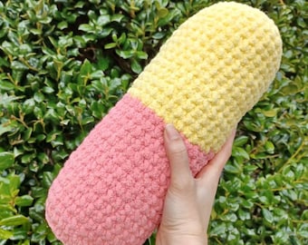 Crochet Amigurumi Pill Capsule Decorative Bolster Neck Pillow and Plushie