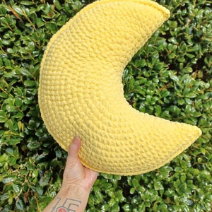 Soft and kawaii crescent moon crocheted pillow amigurumi