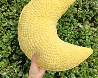 Soft and kawaii crescent moon crocheted pillow amigurumi