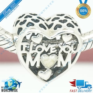 Liefde voor moeder charme, mama mama, familie, hart, ik hou van je kraal > past bij Europa armband > S925 sterling zilver > volledig gestempeld > NIEUW