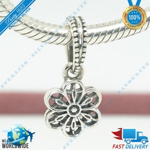 Floral Daisy Lace ketting hanger charme, bloem, schoonheid kraal > past bij Europa armband > S925 sterling zilver > volledig gestempeld > NIEUW