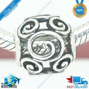 Mickey Swirls Charm, Mausperle > Passend für Europa-Armband > S925 Sterling Silber > Vollständig gestempelt > NEU
