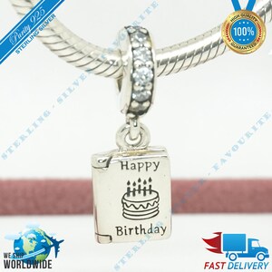 Verjaardagskaart hanger charme, Beauty Bead > Past bij Europa Armband > S925 Sterling Zilver > Volledig gestempeld > NIEUW