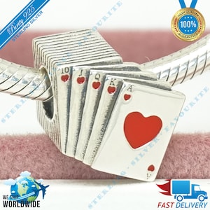 Speelkaarten Charme, Pokerspel, Vrienden Kraal > Past bij Europa Armband > S925 Sterling Zilver > Volledig gestempeld > NIEUW