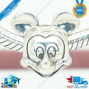 Mickey Mouse Portrait Charm, Friends Bead > Past bij Europa Armband > S925 Sterling Zilver > Volledig gestempeld > NIEUW