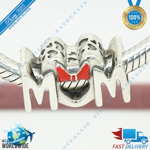 Minnie Mouse Bow & Mum Charm, Mother Love, Family Heart Bead > Past bij Europa Armband > S925 Sterling Zilver > Volledig gestempeld > NIEUW
