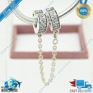 Sprankelende Arc of Love veiligheidsketting, hartkraal > Past bij Europa Armband > S925 Sterling Zilver > Volledig gestempeld > NIEUW