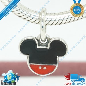 Mickey portret ketting hanger charme, schoonheid kraal > past bij Europa armband > S925 sterling zilver > volledig gestempeld > NIEUW