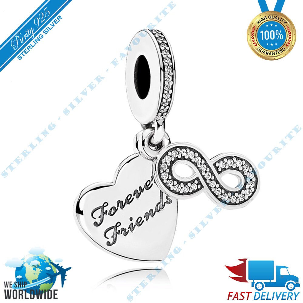 OutstandLong Forever Friends Friendship Heart Charm BFF Rose Gold Infinity Bead Charms for Bracelets 