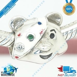 Pudsey Bear Charm, Animal Bead met CZ > Past bij Europa Armband > S925 Sterling Zilver > Volledig gestempeld > NIEUW