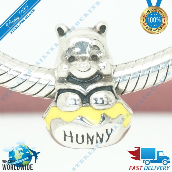 Honey Pot Winnie the Pooh Charm, Bear, Honey, Hunny Bead > Fits Europa Bracelet > S925 Sterling Silver > Fully Stamped > NEW