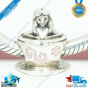 Alice in Wonderland Theekopje Fantasyland Charm, Beauty Bead > Past bij Europa Armband > S925 Sterling Zilver > Volledig gestempeld > NIEUW