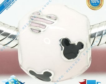 Mickey Mouse Icon Charm, Pink Beauty Bead > Past bij Europa Armband > S925 Sterling Zilver > Volledig gestempeld > NIEUW