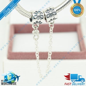 Daisy veiligheidsketting, bloem, bloemenkraal > Past bij Europa-armband > S925 Sterling Zilver > Volledig gestempeld > NIEUW