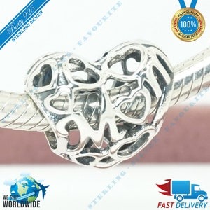 Motherly Love Charm, Mother, Mama, Mum, Family Bead &gt; Fits Europa Bracelet &gt; S925 Sterling Silver &gt; Fully Stamped &gt; NEW