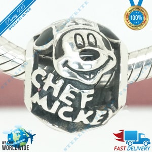 Chef Mickey Charm, Hoed, Kookmuis Kraal > Past bij Europa Armband > S925 Sterling Zilver > Volledig gestempeld > NIEUW