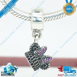 Minnie Sparkling Pave Ear Hat Hanger Charm, Mouse Bead > Past bij Europa Armband > S925 Sterling Zilver > Volledig gestempeld > NIEUW