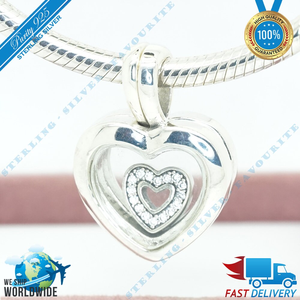 Small Floating Heart Locket Necklace 