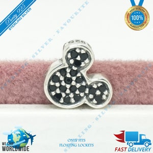 Mickey Mouse Icon Locket Petite Charm, Friends, Black CZ Tiny Bead > Past op Europa drijvende medaillons > S925 Sterling Zilver > Volledig gestempeld