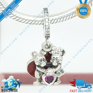 Minnie en Mickey With Love Hanger Charm, Beauty Bead > Past bij Europa Armband > S925 Sterling Zilver > Volledig gestempeld > NIEUW