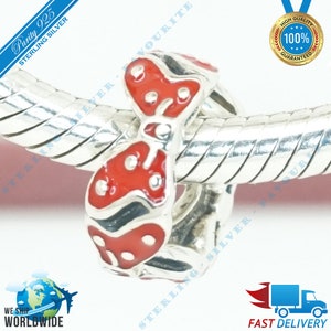 Minnie's Red Bows Spacer Charm, Kraal > Past bij Europa Armband > S925 Sterling Zilver > Volledig gestempeld > NIEUW