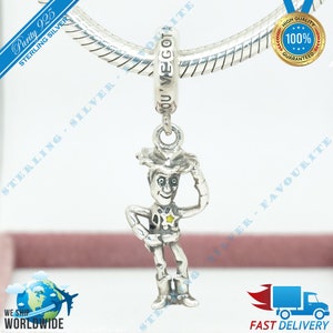 Sheriff Woody hanger charme, Andy Toy Story vriend, vriendschap kraal > past bij Europa armband > S925 sterling zilver > volledig gestempeld > nieuw