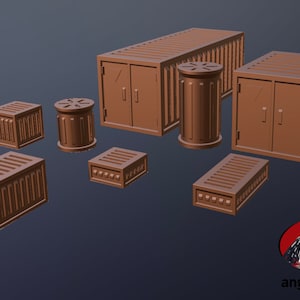 Wargaming Scatter Terrain Set of STLs for 3D Printing – Cargo Containers