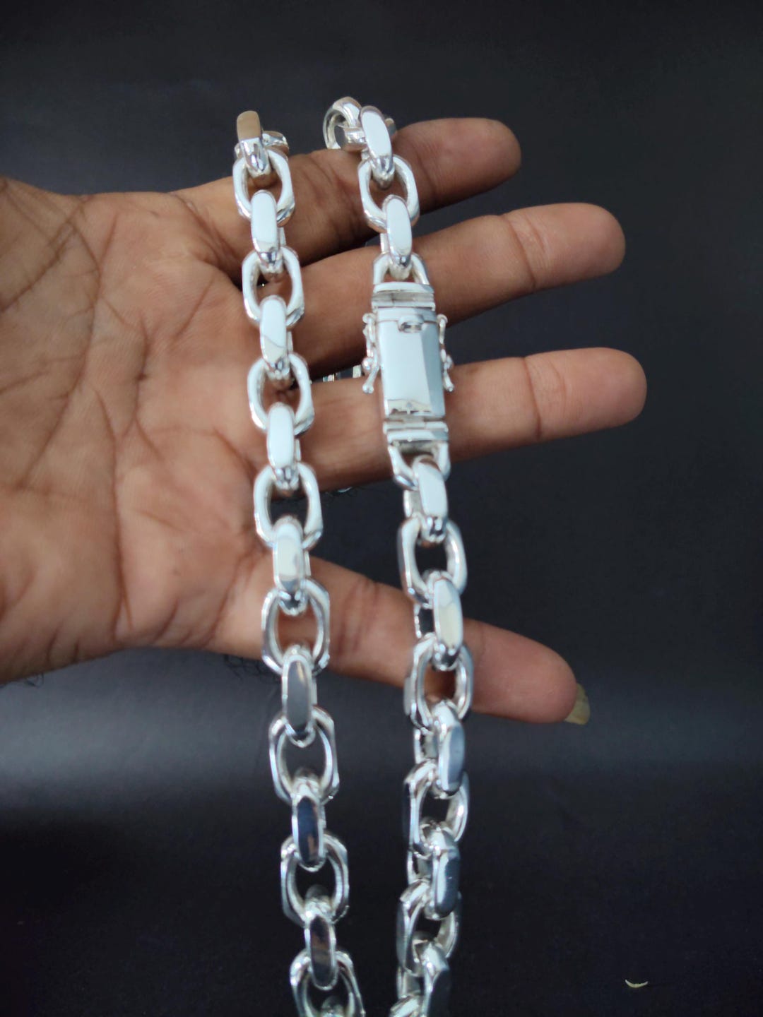 12 Mm Handmade 999 Silver Anchor Chain Necklace - Men's Gift