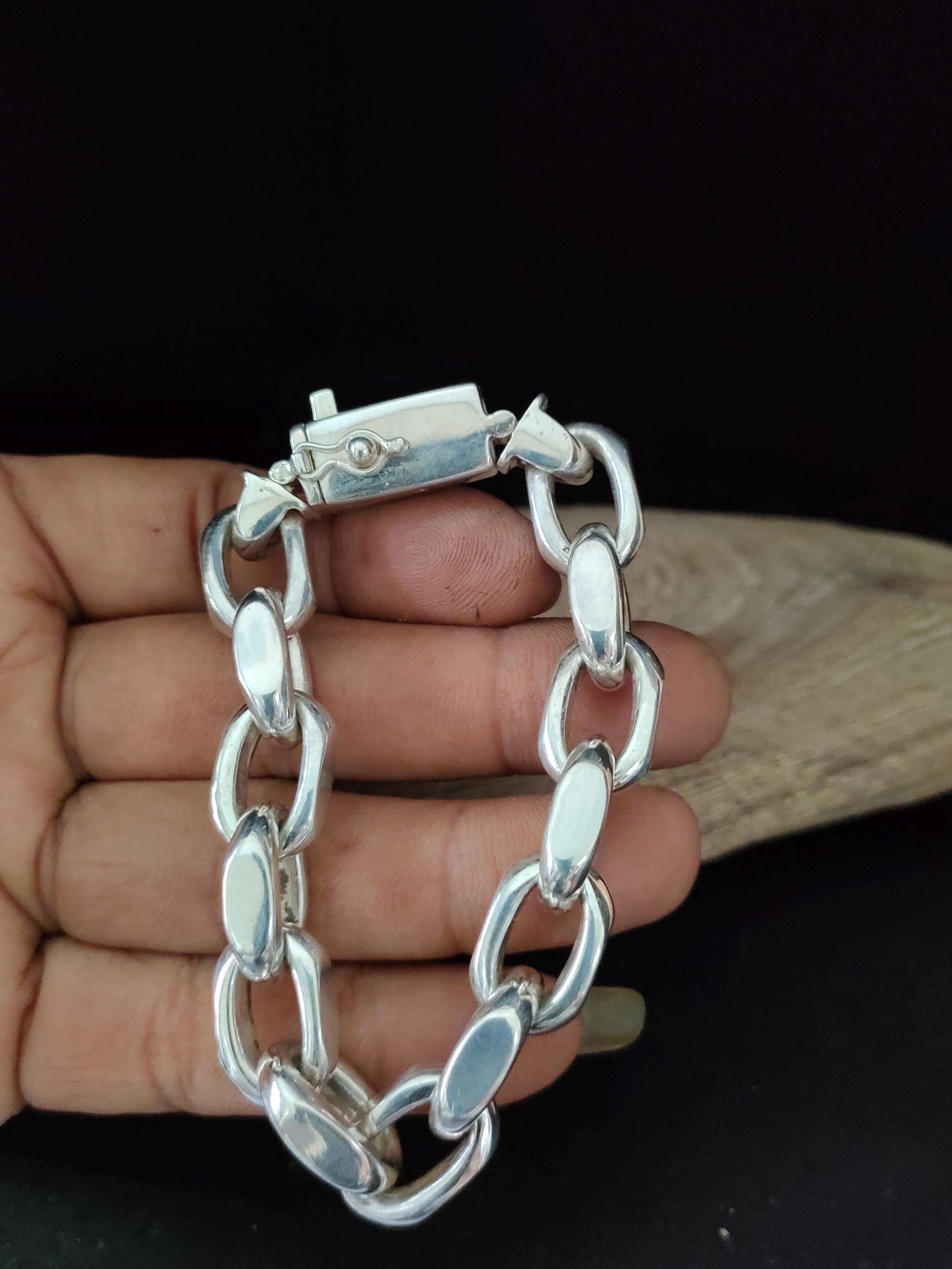 14 Mm Handmade 999 Silver Anchor Bracelet: Heavy Link Chain - Etsy