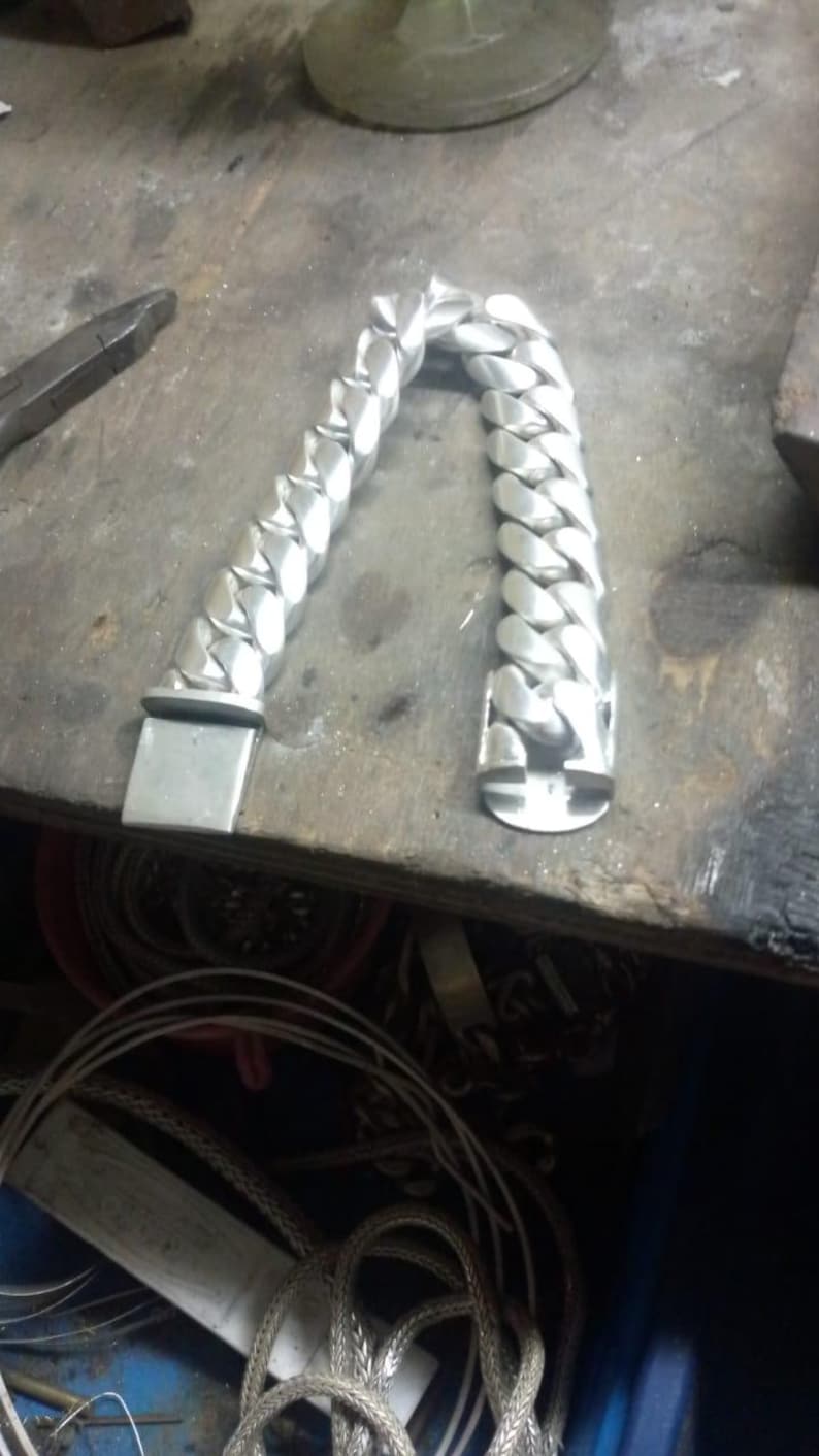 Heavy 999 Solid Silver Bracelet, 20mm Curb Chain, Handmade Jewelry 10 Inches