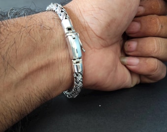 Men's 999 Solid Silver, Foxtail Chain Bracelet