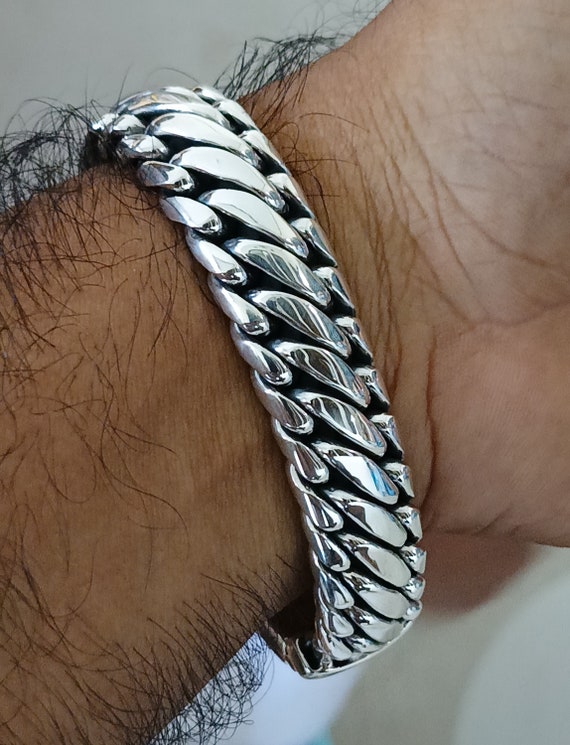 999 Pure Silver Mens Snake Bracelet, Heavy Woven Design - Etsy