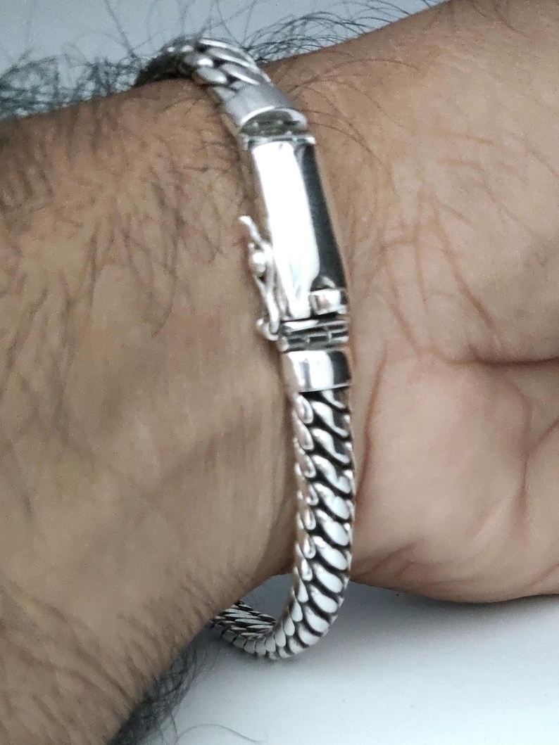 999 silver chain, woven snake bracelet, handmade jewelry, Custom engraving. image 9