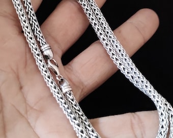 Men's 999 Pure Silver Braid Chain Necklace - Bali Handmade