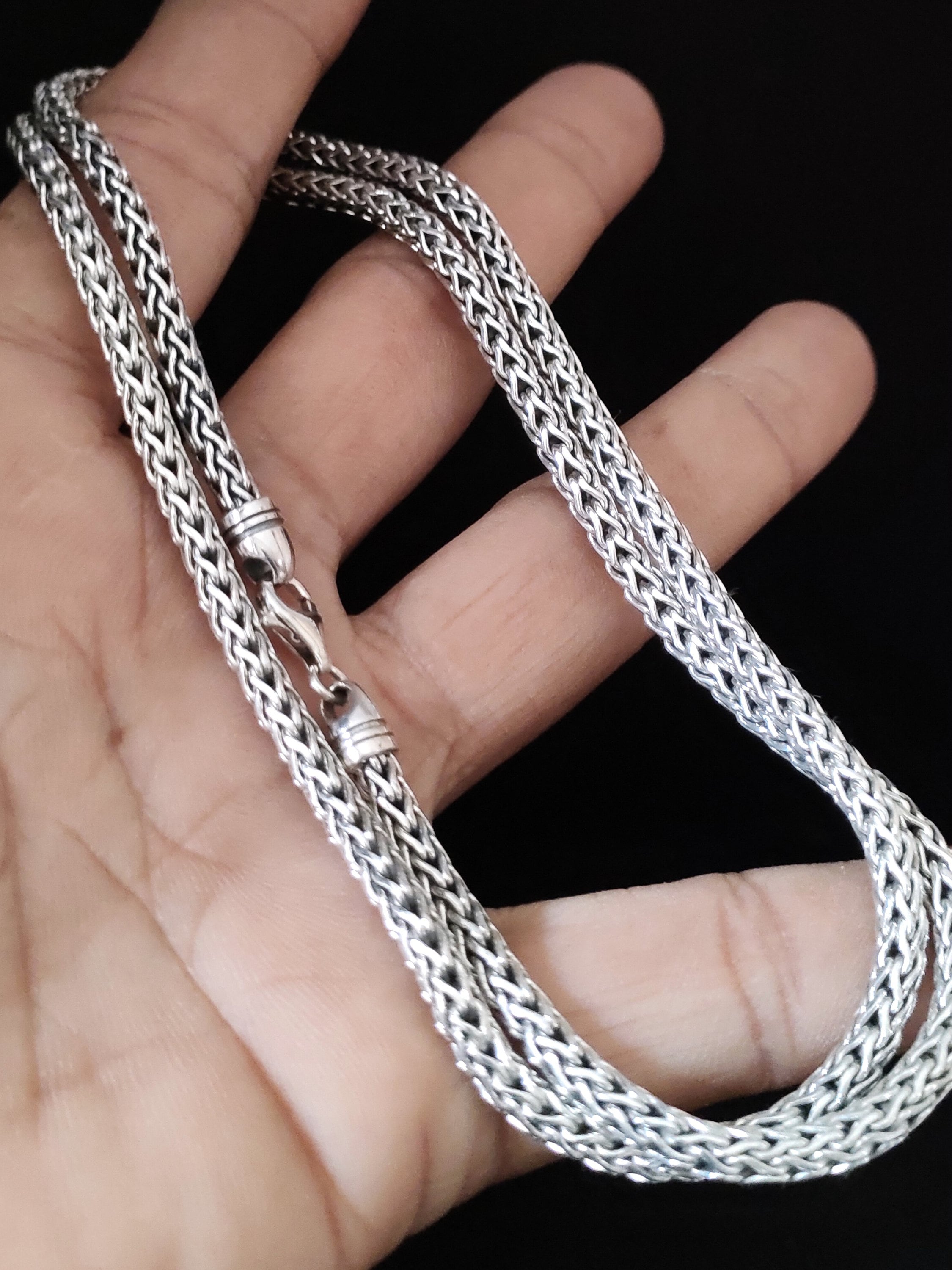 Collier Chaîne Argent Massif 925 Maille Ethnique - Occasion Beau Modèle