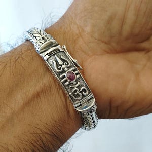 Hindu silver Bracelet, 10 mm men&#39;s bracelet, Handmade Jewelry, Personalized jewelry.