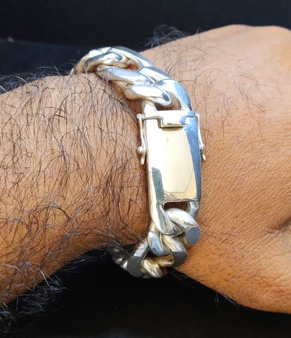 Heavy 999 Pure Silver Figaro Chain Bracelet, Men's Gift - Etsy