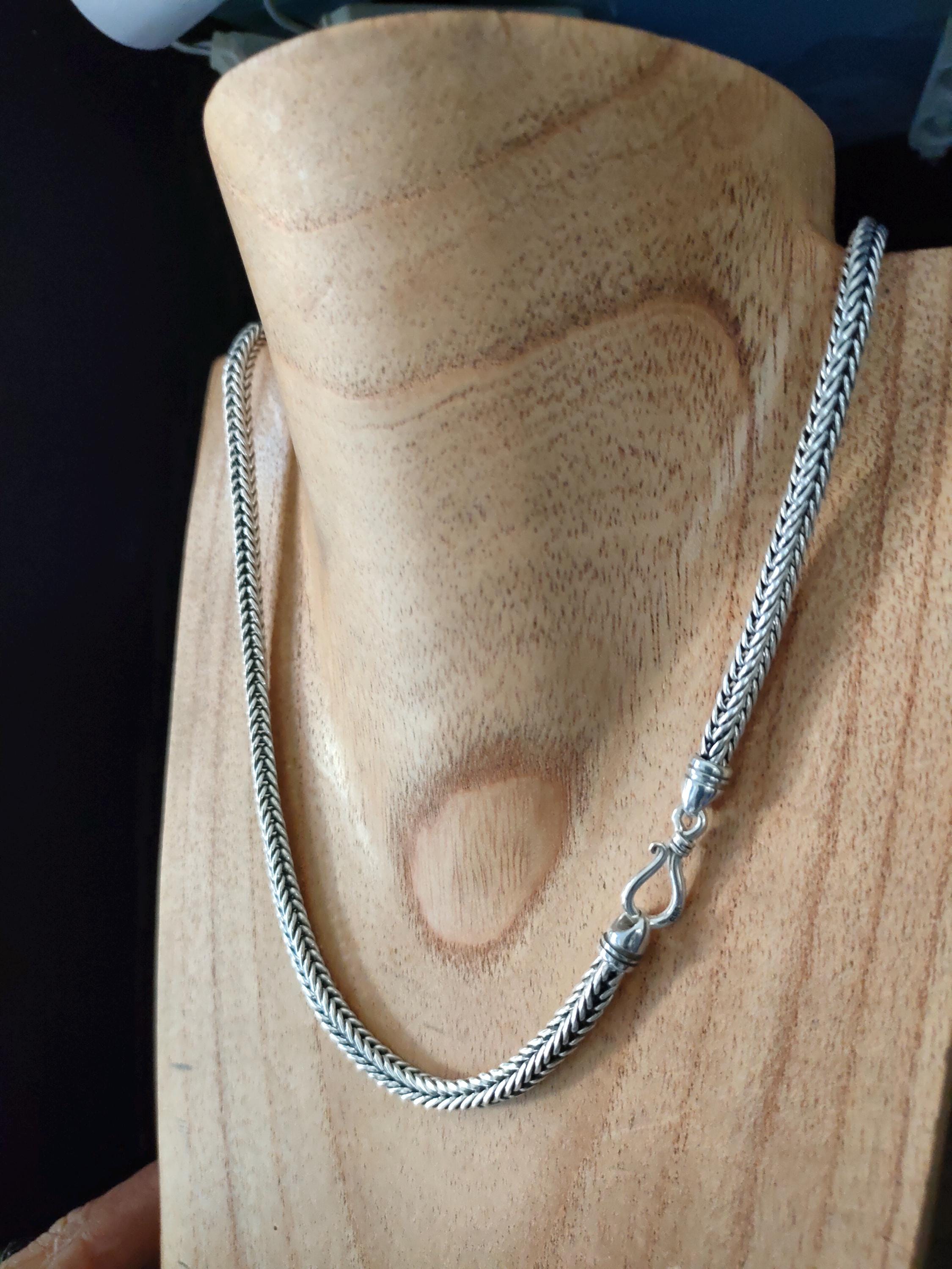 Handmade Bali 999 Silver Foxtail Chain Necklace: Men's Braided
