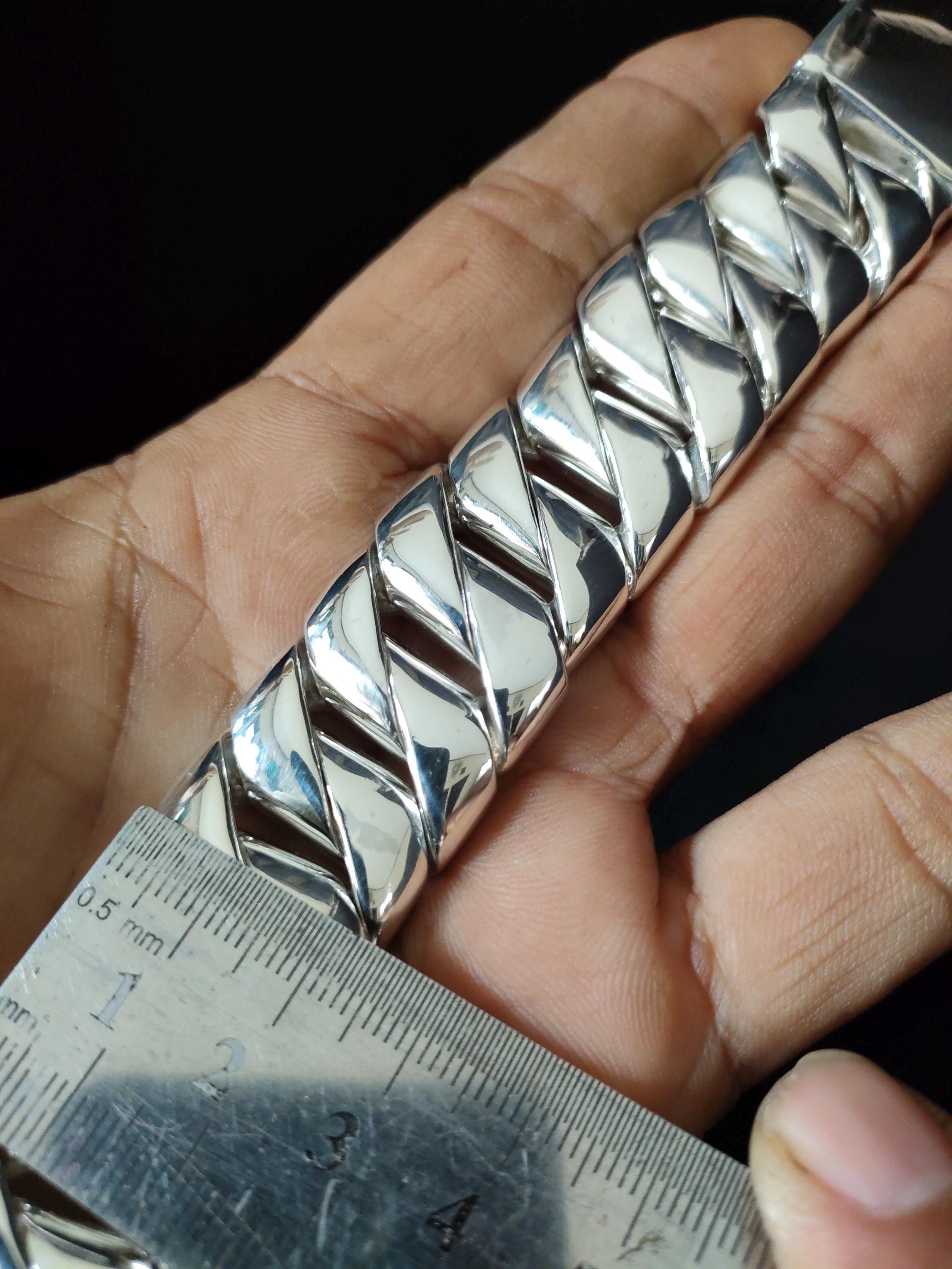 25 Mm Handmade 999 Silver Curb Chain Bracelet - Heavy Men's