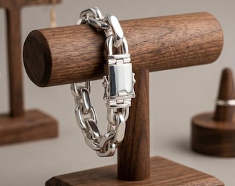 14 mm Handmade 999 Silver Anchor Bracelet: Heavy Link Chain