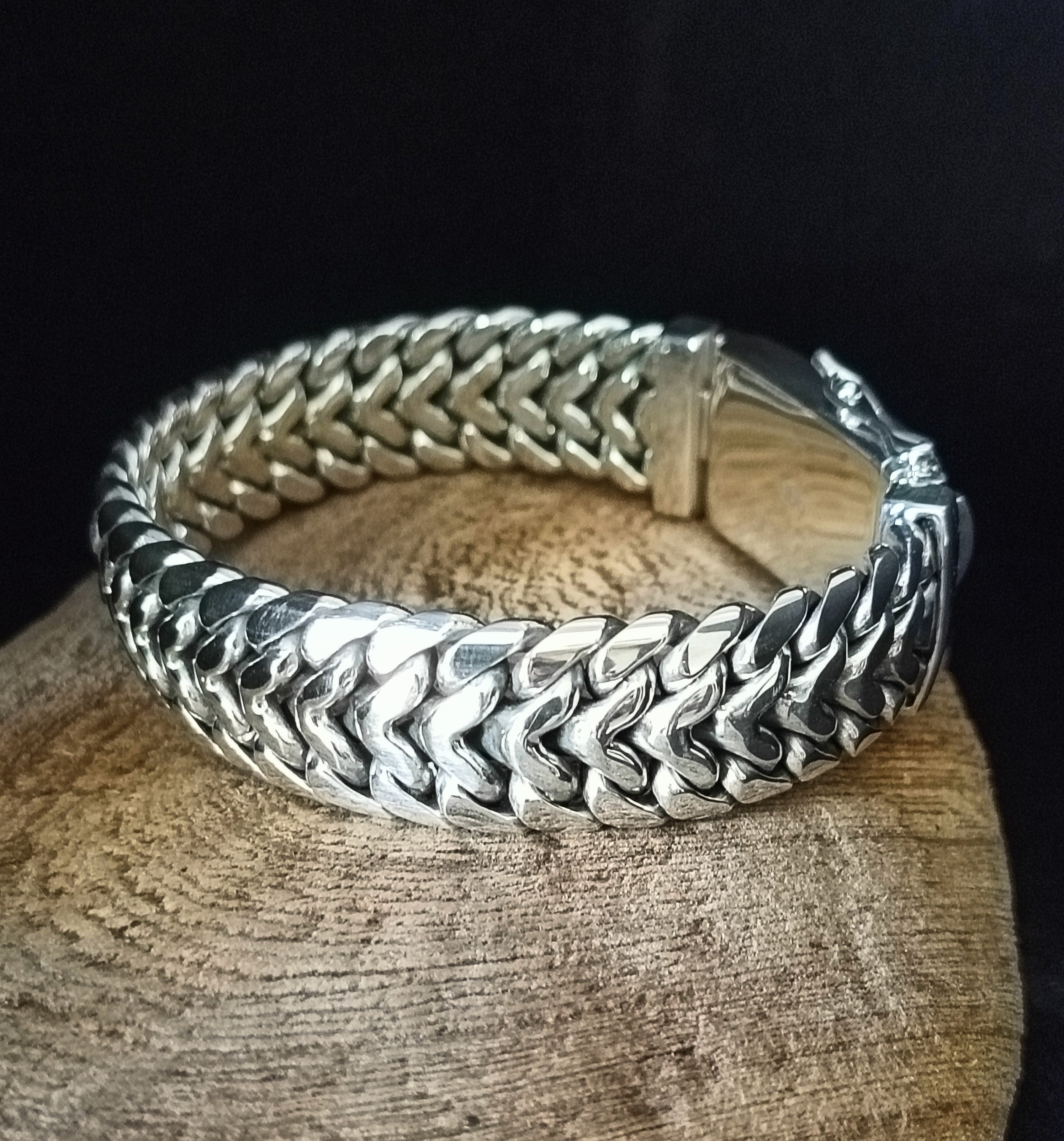 Handmade 999 Silver Bracelet, Thick Chain, Personalized Jewelry - Etsy