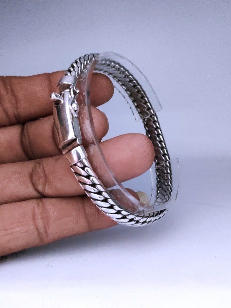 999 silver chain, woven snake bracelet, handmade jewelry, Custom engraving. image 5